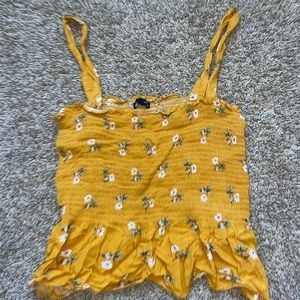 Yellow with floral print crop top